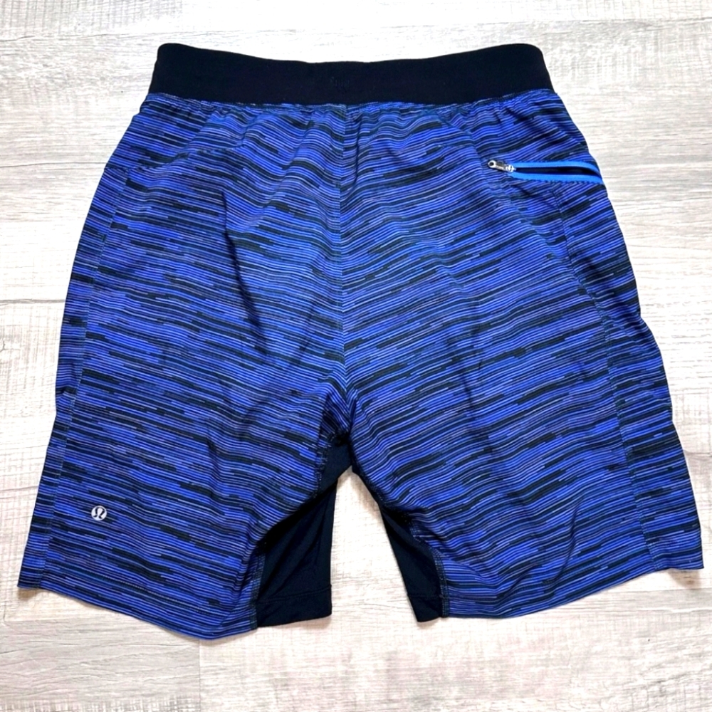 Lululemon Mens Blue Stripe Shorts. Size Large